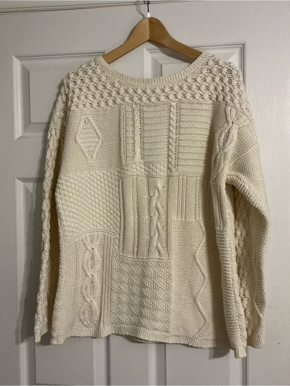 Talbots Cream Fisherman Style Cable Knit Sweater